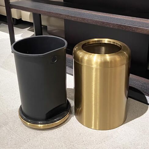 10L/2.6Gallon Small Gold Bathroom Trash Can,Brushed Gold Bathroom Garbage Can，Brass Trash Can for Bathroom,Vanity Bedroom,Hotel,Dressing Room，Rv, Store (135 Gold) in Saudi Arabia