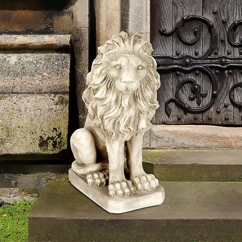 Design Toscano SH943 Mansfield Manor Lion Sentinel Statue: Looking Right, 21 Inches, Antique Stone in Saudi Arabia