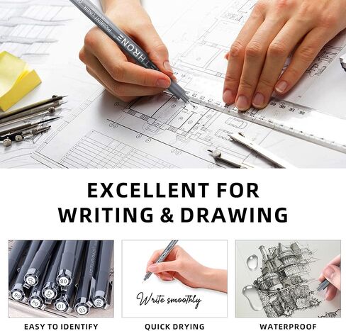 مجموعة أقلام هيثرون الصغيرة، أقلام رسم بني داكن مقاس 8، أقلام حبر مقاومة للماء للفنانين الذين يرسمون والكتابة in Kuwait