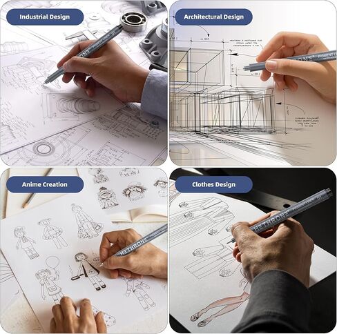 مجموعة أقلام هيثرون الصغيرة، أقلام رسم بني داكن مقاس 8، أقلام حبر مقاومة للماء للفنانين الذين يرسمون والكتابة in Kuwait