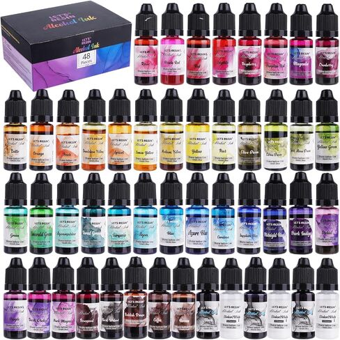 Alcohol Ink Set Epoxy Resin Dye- LET'S RESIN Vibrant Colors Alcohol Ink for Epoxy Resin, Concentrated Alcohol Based Resin Ink for Tumblers,Epoxy Resin Molds,Alcohol Inks Art (Each 0.35oz x 18 Bottle) in Kuwait