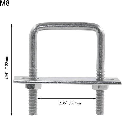 2 Set Square U-Bolts 2 Inch Wide Carbon Steel M8 U-Bolts with Nuts, Frame Plate in Saudi Arabia