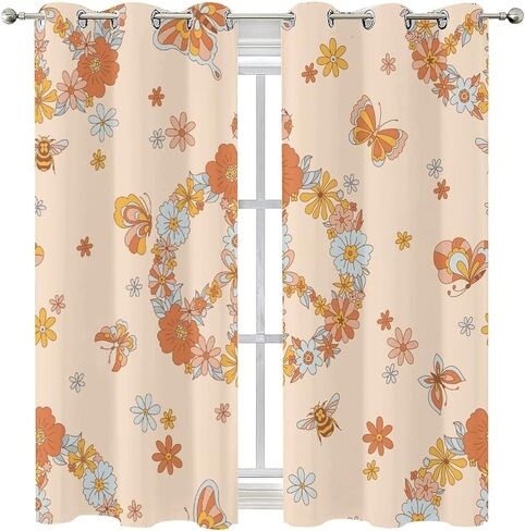 Watercolour Butterfly Blackout Curtain Panels for Living Room Pink and Purple Butterflies Art Thermal Insulated & Energy Efficiency Window Draperies with Black Liner W42 x L63 Inch in Saudi Arabia