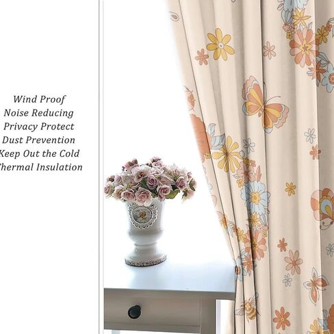 Watercolour Butterfly Blackout Curtain Panels for Living Room Pink and Purple Butterflies Art Thermal Insulated & Energy Efficiency Window Draperies with Black Liner W42 x L63 Inch in Saudi Arabia