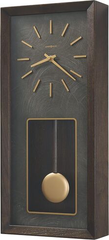Howard Miller Tegan Rectangle Wall Clock 625-779 – Satin Espresso Finish, Select Veneers, Blackened Steel Dial, Gold Finished Accents, Battery-Operated Westminster Chimes, Modern Wall Clock in Saudi Arabia