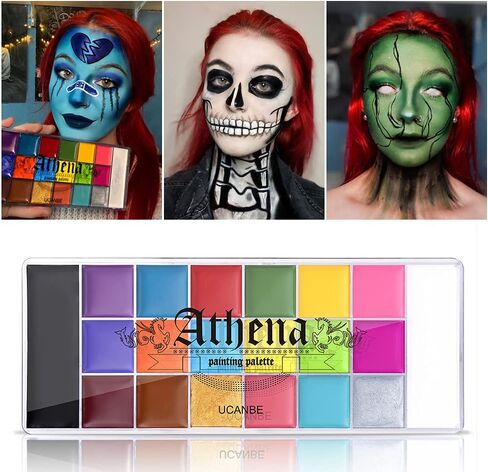 UCANBE Face Body Paint Set-Athena Painting Palette,10 Professional Artist Brush,Large Deep Pan Ideal for Halloween Cosplay Party SFX Arty Stage Makeup in Kuwait