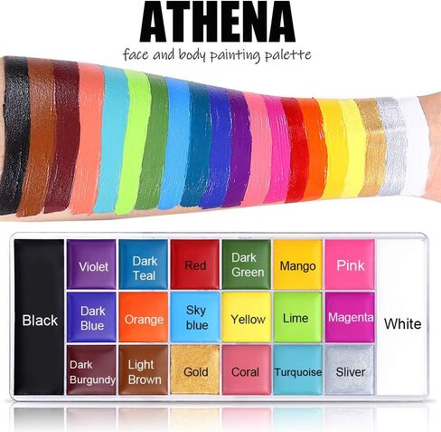 UCANBE Face Body Paint Set-Athena Painting Palette,10 Professional Artist Brush,Large Deep Pan Ideal for Halloween Cosplay Party SFX Arty Stage Makeup in Kuwait
