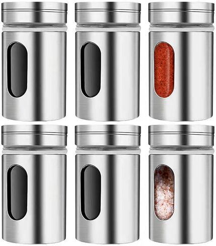 Powder Shaker with Lid,Stainless steel transparent glass seasoning tank, for Sifter Cocoa,Cinnamon Powder,Icing Sugar,Chocolate Coffee (6) in Saudi Arabia