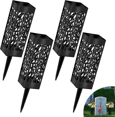 4 Pack Cemetery Decorations Flower Vase Holder for Grave, 12 in Steady Plastic Grave Decoration Holders with Sharp Top Easy to Insert , Flowers Holder with Hollow Design for Headstone Garden in Saudi Arabia