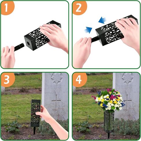 4 Pack Cemetery Decorations Flower Vase Holder for Grave, 12 in Steady Plastic Grave Decoration Holders with Sharp Top Easy to Insert , Flowers Holder with Hollow Design for Headstone Garden in Saudi Arabia