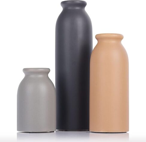 Blue Ceramic Vase Set of 3 - Decorative Navy Blue Vases for Centerpieces, Farmhouse and Home Decor - Ideal for Living Room, Kitchen, Bedroom, Dining Table and Office Decor in Saudi Arabia