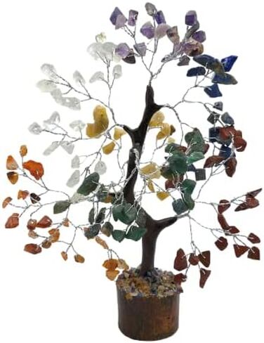 GEMSCITE Gemstone Citrine Tree Size 8" Handmade Feng Shui Figurine Money Bonsai Good Luck Reiki Healing Crystals - Golden Wire - 160 Chips Wala in Kuwait