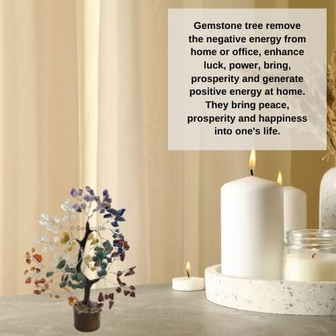 GEMSCITE Gemstone Citrine Tree Size 8" Handmade Feng Shui Figurine Money Bonsai Good Luck Reiki Healing Crystals - Golden Wire - 160 Chips Wala in Kuwait