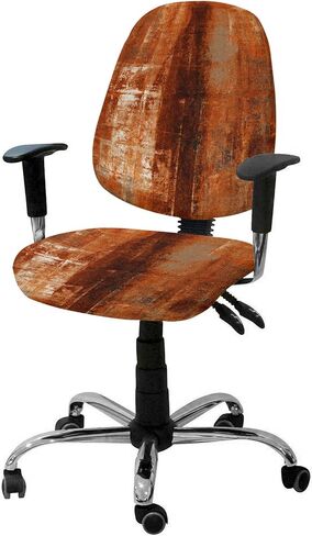 Burnt Orange Office Chair Cover Stretchable Computer Chair Seat Cover Backrest Slipcovers, Modern Abstract Geometric Art Oil Painted Stretchable Rotating Desk Chair Seat Cushion Split Protectors in Saudi Arabia