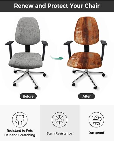 Burnt Orange Office Chair Cover Stretchable Computer Chair Seat Cover Backrest Slipcovers, Modern Abstract Geometric Art Oil Painted Stretchable Rotating Desk Chair Seat Cushion Split Protectors in Saudi Arabia