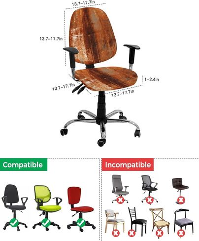 Burnt Orange Office Chair Cover Stretchable Computer Chair Seat Cover Backrest Slipcovers, Modern Abstract Geometric Art Oil Painted Stretchable Rotating Desk Chair Seat Cushion Split Protectors in Saudi Arabia