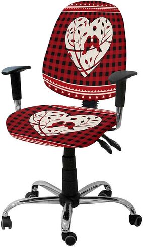 Burnt Orange Office Chair Cover Stretchable Computer Chair Seat Cover Backrest Slipcovers, Modern Abstract Geometric Art Oil Painted Stretchable Rotating Desk Chair Seat Cushion Split Protectors in Saudi Arabia