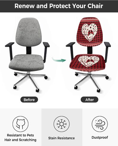 Burnt Orange Office Chair Cover Stretchable Computer Chair Seat Cover Backrest Slipcovers, Modern Abstract Geometric Art Oil Painted Stretchable Rotating Desk Chair Seat Cushion Split Protectors in Saudi Arabia