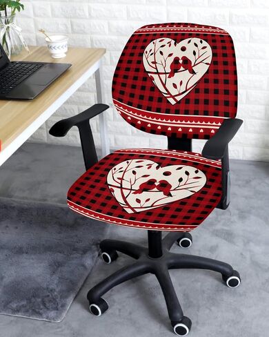 Burnt Orange Office Chair Cover Stretchable Computer Chair Seat Cover Backrest Slipcovers, Modern Abstract Geometric Art Oil Painted Stretchable Rotating Desk Chair Seat Cushion Split Protectors in Saudi Arabia