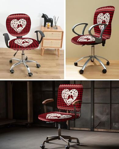 Burnt Orange Office Chair Cover Stretchable Computer Chair Seat Cover Backrest Slipcovers, Modern Abstract Geometric Art Oil Painted Stretchable Rotating Desk Chair Seat Cushion Split Protectors in Saudi Arabia