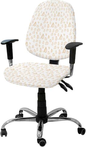 Burnt Orange Office Chair Cover Stretchable Computer Chair Seat Cover Backrest Slipcovers, Modern Abstract Geometric Art Oil Painted Stretchable Rotating Desk Chair Seat Cushion Split Protectors in Saudi Arabia