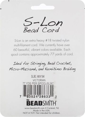 Beadsmith S-Lon #18 Cord, Multipack with 4 Spools (Lilac Mix), Ideal for Stringing Beading Crochet and Micro-macramé Jewelry in Kuwait