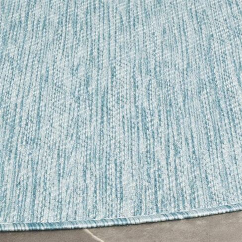 سجادة SAFAVIEH Courtyard Collection 5'3" مستديرة Aqua CY8520 للاستخدام الداخلي/الخارجي، مقاومة للماء وسهلة التنظيف، سجادة في الفناء الخلفي وغرفة الطين in Saudi Arabia
