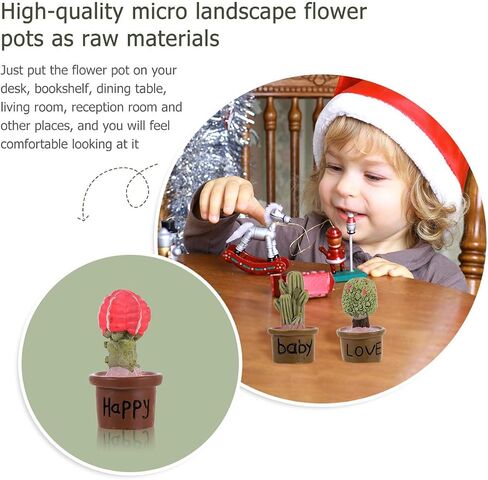 Abaodam 7pcs Fake Green Plant Decoration Flower Decor Faux Potted Simulation Micro Succulents Artificial Plant Decor Green Decor Artificial Succulent Plant Faux Plants Resin Desktop Cactus in Saudi Arabia