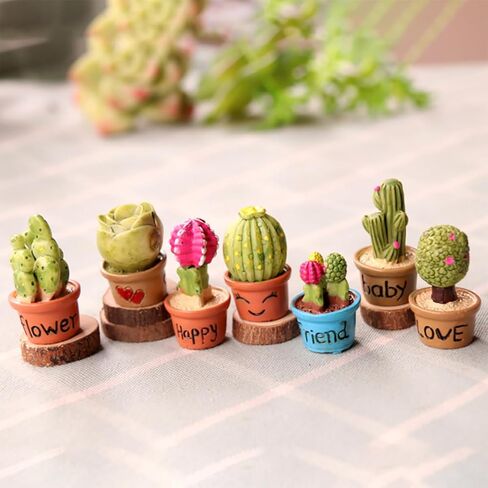 Abaodam 7pcs Fake Green Plant Decoration Flower Decor Faux Potted Simulation Micro Succulents Artificial Plant Decor Green Decor Artificial Succulent Plant Faux Plants Resin Desktop Cactus in Saudi Arabia