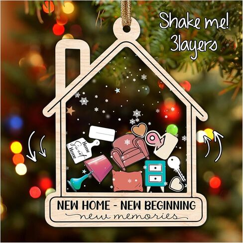 Personalized New Home Ornament 2024 - HouseWarming Gifts New Home, First Christmas in New Home Ornament, House warming Gifts Ideas, Couple, Home Sweet Home Sign, 5-Inch Shaker Ornament, Wood and Acrylic 3 Layers in Saudi Arabia