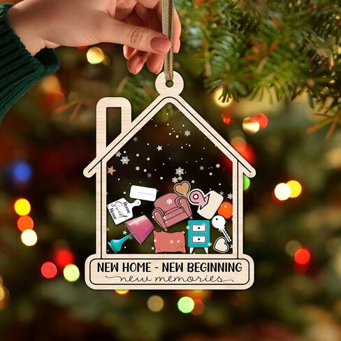 Personalized New Home Ornament 2024 - HouseWarming Gifts New Home, First Christmas in New Home Ornament, House warming Gifts Ideas, Couple, Home Sweet Home Sign, 5-Inch Shaker Ornament, Wood and Acrylic 3 Layers in Saudi Arabia