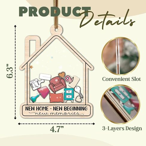 Personalized New Home Ornament 2024 - HouseWarming Gifts New Home, First Christmas in New Home Ornament, House warming Gifts Ideas, Couple, Home Sweet Home Sign, 5-Inch Shaker Ornament, Wood and Acrylic 3 Layers in Saudi Arabia
