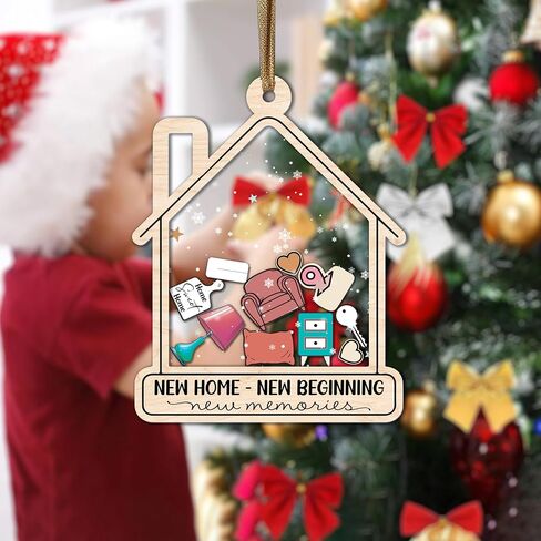 Personalized New Home Ornament 2024 - HouseWarming Gifts New Home, First Christmas in New Home Ornament, House warming Gifts Ideas, Couple, Home Sweet Home Sign, 5-Inch Shaker Ornament, Wood and Acrylic 3 Layers in Saudi Arabia