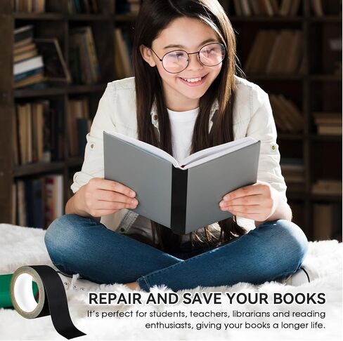 Mozeat Lens 33 ft Book Tape Repair Book Binding Tape Cloth Repair Bookbinding Tape Kit 2 Inch Wide Book Spine Tape Cloth Bookbinding Repair Tape Black Book Tape for Reinforcing Book Spine Tape in Saudi Arabia