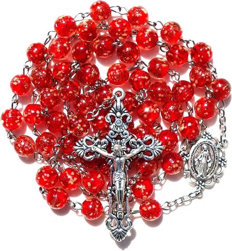 مسبحة مسبحة زجاجية كريستالية مضيئة مسبحة صليب هدايا كاثوليكية in Kuwait