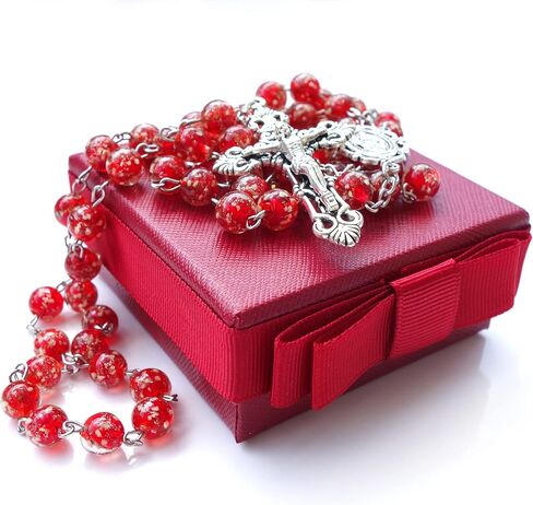 مسبحة مسبحة زجاجية كريستالية مضيئة مسبحة صليب هدايا كاثوليكية in Kuwait