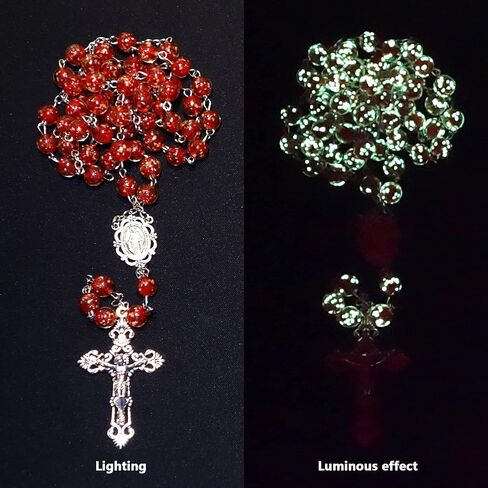 مسبحة مسبحة زجاجية كريستالية مضيئة مسبحة صليب هدايا كاثوليكية in Kuwait