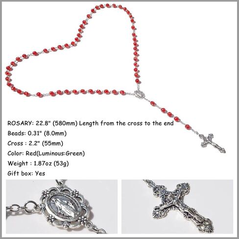 مسبحة مسبحة زجاجية كريستالية مضيئة مسبحة صليب هدايا كاثوليكية in Kuwait