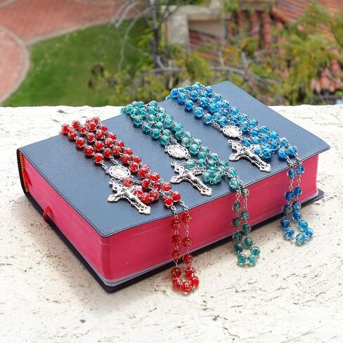 مسبحة مسبحة زجاجية كريستالية مضيئة مسبحة صليب هدايا كاثوليكية in Kuwait