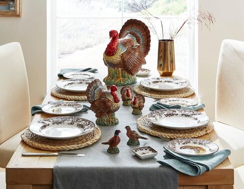 Spode 3.5" Turkey-Shaped Salt and Pepper Shakers - Dolomite Ceramic Farmhouse Décor for Formal Dining, Decorative Salt & Pepper Set with Easy Refill Bottom Stoppers, Ideal for Thanksgiving Table in Kuwait