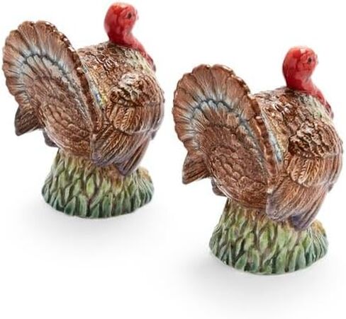 Spode 3.5" Turkey-Shaped Salt and Pepper Shakers - Dolomite Ceramic Farmhouse Décor for Formal Dining, Decorative Salt & Pepper Set with Easy Refill Bottom Stoppers, Ideal for Thanksgiving Table in Kuwait
