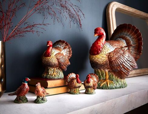 Spode 3.5" Turkey-Shaped Salt and Pepper Shakers - Dolomite Ceramic Farmhouse Décor for Formal Dining, Decorative Salt & Pepper Set with Easy Refill Bottom Stoppers, Ideal for Thanksgiving Table in Kuwait