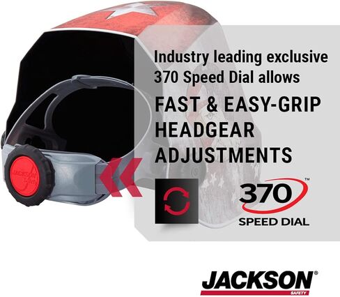 غطاء لحام جرافيكي ممتاز من Jackson Safety مزود بوحدة التغذية التلقائية للمستندات - خوذة لحام ذات تعتيم تلقائي خفيفة الوزن للغاية - ANSI Z87.1 (أنماط متعددة) in Kuwait