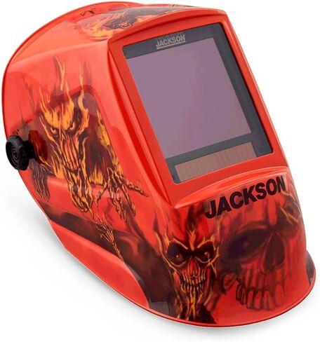 غطاء لحام جرافيكي ممتاز من Jackson Safety مزود بوحدة التغذية التلقائية للمستندات - خوذة لحام ذات تعتيم تلقائي خفيفة الوزن للغاية - ANSI Z87.1 (أنماط متعددة) in Kuwait