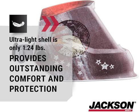 غطاء لحام جرافيكي ممتاز من Jackson Safety مزود بوحدة التغذية التلقائية للمستندات - خوذة لحام ذات تعتيم تلقائي خفيفة الوزن للغاية - ANSI Z87.1 (أنماط متعددة) in Kuwait