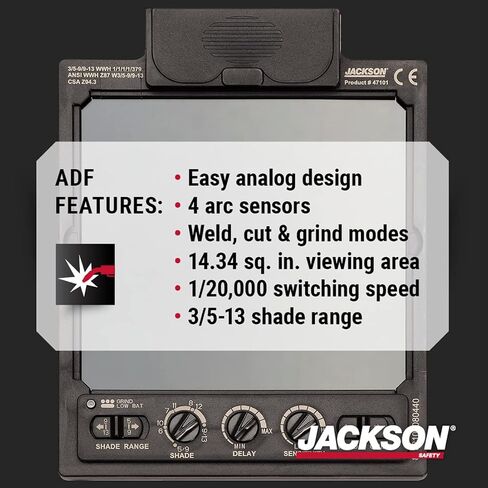 غطاء لحام جرافيكي ممتاز من Jackson Safety مزود بوحدة التغذية التلقائية للمستندات - خوذة لحام ذات تعتيم تلقائي خفيفة الوزن للغاية - ANSI Z87.1 (أنماط متعددة) in Kuwait