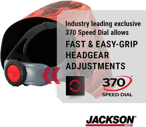 غطاء لحام جرافيكي ممتاز من Jackson Safety مزود بوحدة التغذية التلقائية للمستندات - خوذة لحام ذات تعتيم تلقائي خفيفة الوزن للغاية - ANSI Z87.1 (أنماط متعددة) in Kuwait