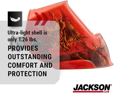 غطاء لحام جرافيكي ممتاز من Jackson Safety مزود بوحدة التغذية التلقائية للمستندات - خوذة لحام ذات تعتيم تلقائي خفيفة الوزن للغاية - ANSI Z87.1 (أنماط متعددة) in Kuwait