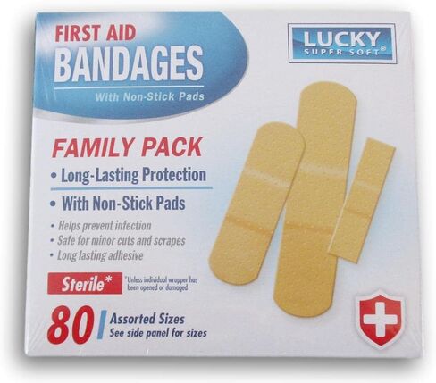 Lucky Assorted Size Plastic Adhesive Bandages - 80 Count - Sterile in Saudi Arabia