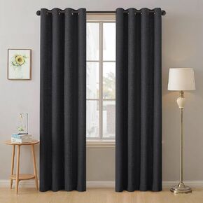Timeles Blackout Curtains 84 Inches Long, Full Light Blocking Linen Curtains 2 Panels with Grommets, Room Darkening Curtains with White Liner for Bedroom and Living Room 52 x 84 Inches, Natural